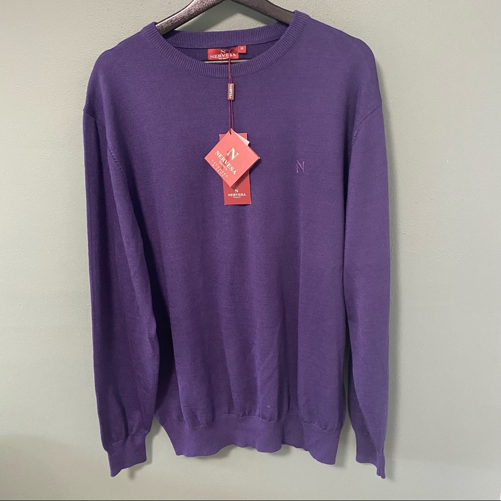 NWT Nervesa lambs wool and cashmere purple sweater size XL